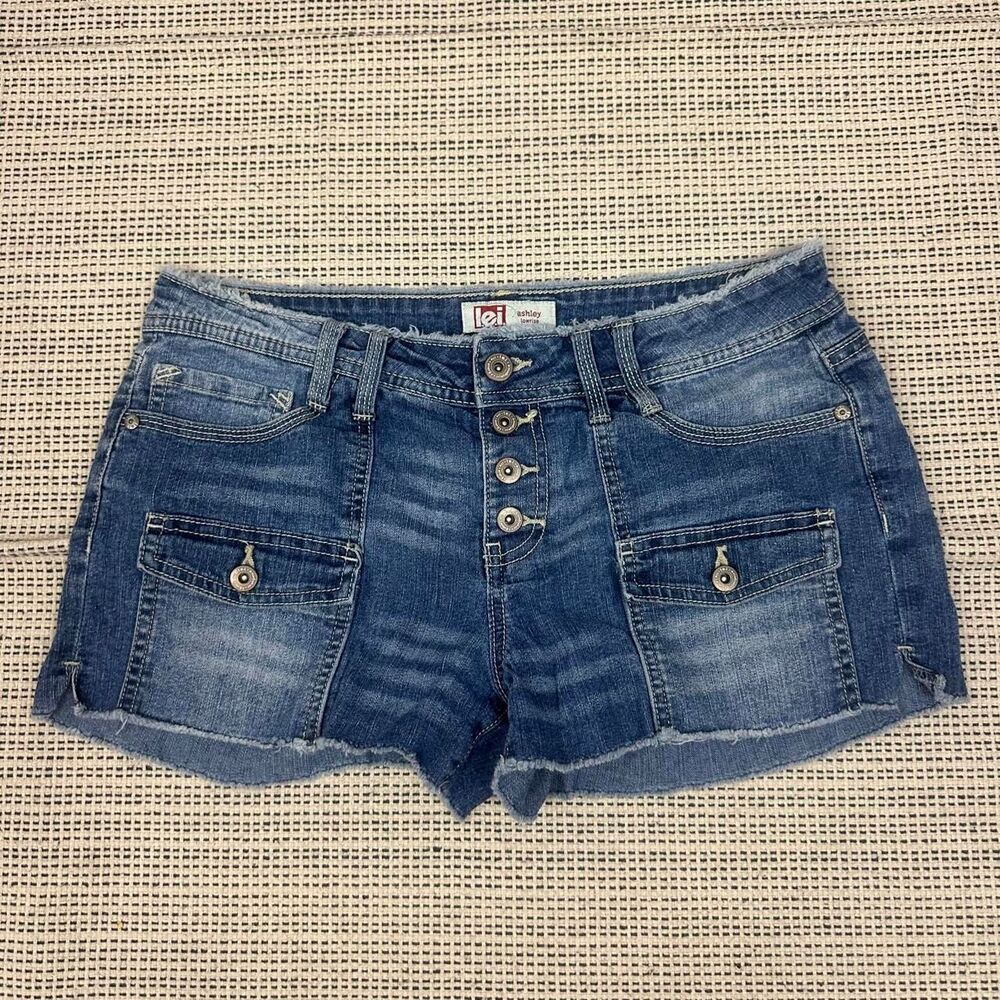 Y2K Lei Medium Wash Low Rise Denim Mini Shorts 9